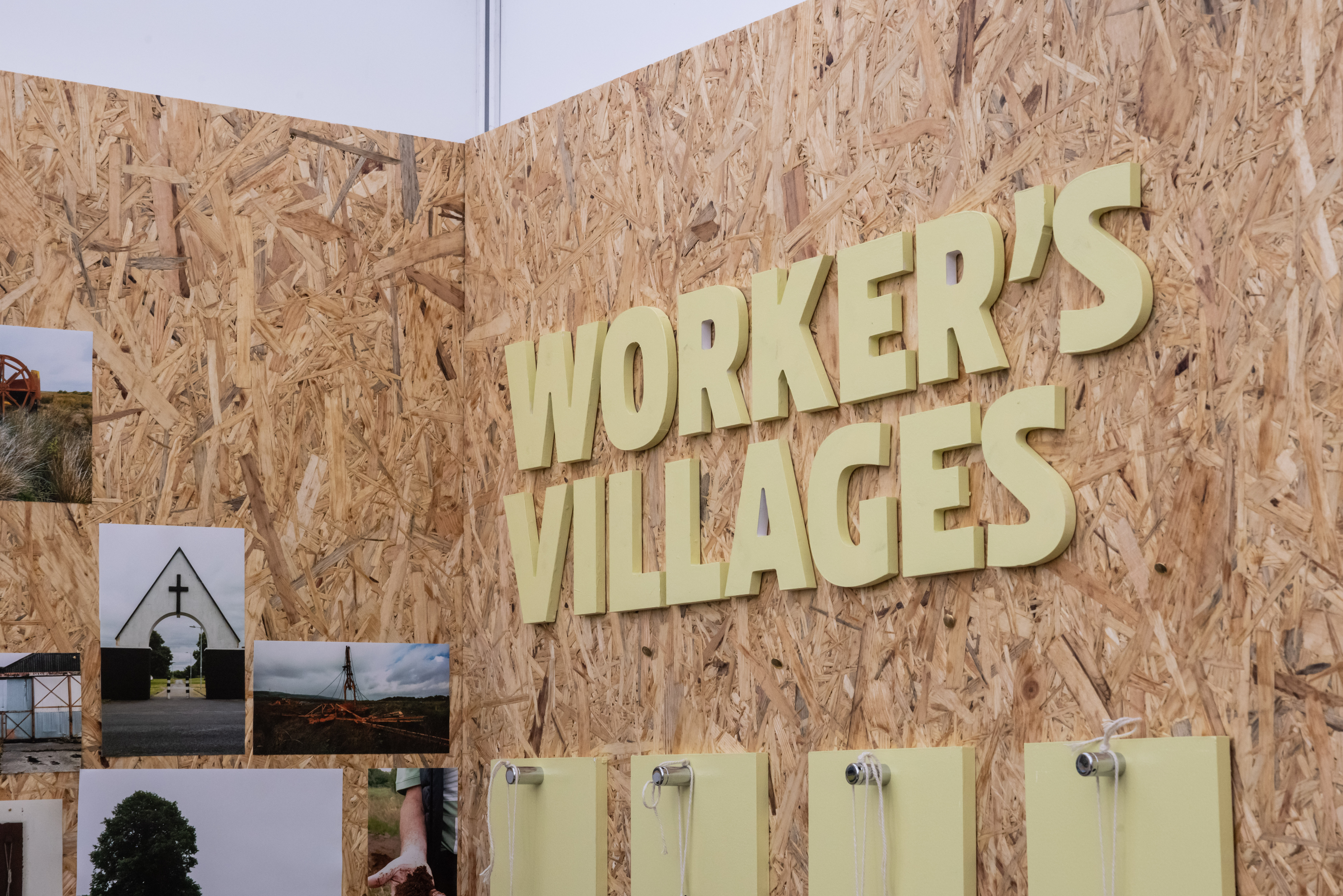 Close up of Workers' Villages exhibit sign